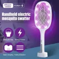 เครื่องฆ่ายุง ไฟ LED 2 ใน 1 เครื่องฆ่าแมลงไฟฟ้า เครื่องตียุง USB ชาร์จยุงโคมไฟ เครื่องฆ่าแมลงแบบใช้มือถือไฟฟ้าและนักฆ่าแมลง