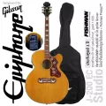 Epiphone® J-200 EC Studio กีตาร์โปร่งไฟฟ้า ทรงจัมโบ้ 42 นิ้ว ไม้หน้าท็อปโซลิดสปรูซ/โอวันกอล  ภาคไฟฟ้า Fishman Presys™  ลูกบิด Grover + ฟรีกระเป๋า VIP