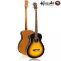 Kazuki AB10E กีตาร์เบสโปร่งไฟฟ้า 4 สาย Sunburst ไม้สปรูซ/มะฮอกกานี EQ 4 แบนด์ มีเครื่องตั้งสายในตัว + แถมฟรีถ่าน 9V & ประแจขันคอ