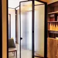 Very narrow aluminum titanium alloy glass frame sliding door sliding door balcony office living room folding partition door