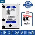 WD BLUE 2TB Internal Hard Drive Disk 3.5" 5400 RPM 64M Cache SATA III 6Gb/s 2000GB HDD HD Harddisk for Desktop Computer