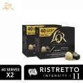 [X2 กล่อง] L'OR Espresso Ristretto Intensity 11 40 Capsules ลอร์ กาแฟแคปซูล เข้มระดับ 11 40 แคปซูล l Compatible with Nespresso®* coffee machines