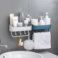 Serindia ชั้นวางของในห้องน้ำแปรงสีฟันผู้ถือยาสีฟันติดผนังแชมพูออแกไนเซอร์ห้องครัวอุปกรณ์แร็คตะขอตกแต่งบ้าน