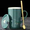 420ml Ity Constellation Ceramic Mug Dark Green Bone China Lemon Cup Household Coffee Cup Box Lovers Cup Office Mug