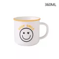 Funbaky 360ml Creative Retro Smiley Mug Brief Letter Ceramic Mugs Milk Coffee Cup Couple Drinking Cups Canecas