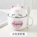 Ceramic Cup With Lid Spoon Cute Large Capacity Coffee Mug Personality Creative Trend Couple Cup Male And Female Cup