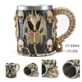 Retro Dragon Resin Stainless Beer Mug Skull Knight Tankard Halloween Coffee Cup Creative Viking Tea Mug Pub Bar Decoration