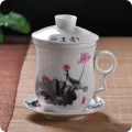 China Jingdezhen Ceramic Teacup Blue And White Porcelain Personal With Lid Filter Meeting Bubble Cup Office