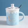 Cute Polar Bear Ceramic Mug With Lid Spoon Coffee Cups Creative Drinkware Coffee Tea Cups Student S Milk Cup