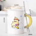 Coffee Mug With Lid 420ml Mugs Cartoon Cactus Shark Cat Dog Fruits Mugs With Spoon Milk Coffee Cup Novelty S