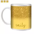 Personalised Custom Printed Glitter Effect Tea Coffee Mug Cup Text Drop Shipping