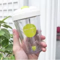 Anti-Scald And Drop-Resistant Double-Layer Coffee Cup Water Cup 320ml/420ml Trend Creative Clamshell Straw Plastic Mugs With Lid