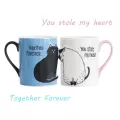 2pcs Luxury Kiss Cat Cups Couple Ceramic Mugs Married Couples Anniversary Morning Mug Milk Coffee Tea Breakfast Valentines