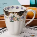 Europe Bone China Mugs Large Capacity 420ml Creative Pastoral Flower Tea Cup Office Milk Mug Ceramic Home Drinkware