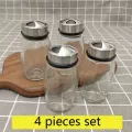 Steel Glass Cruet Condiment Spice Jars Set Salt Pepper Shakers Seasoning Sprays Dropshipping Rotating Stainless