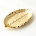 Decorative Gold Leaf Ceramic Plate Dish Porcelain Candy Trinket Jewelry Fruit Serving Tray Storage Plate Crockery Tableware