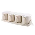 3/4grid Seasoning Box Kitchen Salt Pepper Storage Boxes Holder Spice Container With Spoon Lid Dust-Proof Kitchen Tools