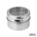 Magnetic Spice Jar Set With Rack Holder Stainless Steel Spice Tins Spice Storage Container Pepper Seasoning Sprays Tools