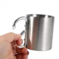 220ml Stainless Steel Metal Camping Cups Traveling Cup Double Wall Mug With Carabiner Hook Handle Coffee Mug Tea Cup