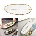 Ceramic Tray Leaf Shape Tableware Plate For Ring Cosmetic Party Decoration