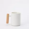 Pure Color Nordic Style Mug Creative Office Water Cup With Lid Spoon Milk Coffee Cup Wooden Handle Ceramic Mug