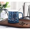 Nordic Style Ceramic Mug With Spoon With Lid 400ml Coffee Cup Men Hotel Business Office Drinkware