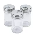 6pcs Stainless Steel Lid Condiment Pot Seasoning Bottle Glass Kitchen Supplies And Materials Saltcellar Rotational Regulation