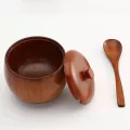 Seasoning Cans Natural Wood Spice Jar Spoon Japanese Style Salt Sugar Bowl Storage Container With Lid Kitchen Tools Gadgets