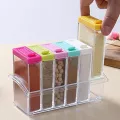 6pcs/set Spice Jar Seasoning Box Kitchen Spice Storage Bottle Jars Transparent Pp Salt Pepper Sprayer Storage Bottle Tools