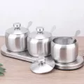 Kitchen 18/8 Stainless Steel Seasoning Containers Set Spice Jar Spice Rack Condiment Cruet Bottle Salt Pepper Sugar Storage Orga