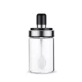 Kitchen Supplies Seasoning Jar Seasoning Pot Set Combination Glass Creative Kitchen Supplies Spoon Cover Integrated Round