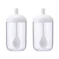 2pcs Kitchen Sugar Bowl Salt Pot Pepper Storage Jar Seasoning Container Plastic Condiment Spice Holder With Cover And Spoon
