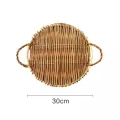 Bread Round Basket With Handle Fruit Storage Dessert Wicker Serving Tray Rattan Storage Tray Hand-Woven Handmade Square Basket