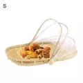 New Bamboo Tent Basket Hand Woven Tray Anti Bug Food Fruit Container Net Mesh Cover Kitchen Storage