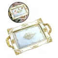 Antique Decorative Mirror Vanity Makeup Tray Perfume Jewlery Organizer For Dresser Gold