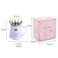 Cute Crown Coffee Mugs Large Capacity Cups With Lid Spoon Crown Theme Cup S Tazas De Ceramica Creativas Girlfriend