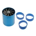 65mm Double Supercharger Gas Fuel Saver Car Vehicle Reduce Emission Blue