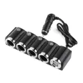 4 Way Car Cigarette Lighter Socket Splitter Power Charger Adapter Charging Dual Usb Ports For Smartphones Dc 12v/24v Black 120w