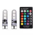 OTOLAMPARA IP67 กันน้ำ W5W 501 รถ wedge ด้านข้างหลอดไฟ 6SMD 5050 RGB 7 สี LED รีโมทคอนโทรล strobe flash wedge หลอดไฟ