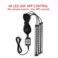 OTOLAMPARA ไฟ LED รถเท้าแสงแวดล้อมพร้อม USB รีโมทเพลงควบคุมเพลงเบาสุดหลายโหมดไฟตกแต่งภายในรถยนต์