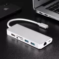 8-in-1 MacBook ชนิด c ศูนย์กลางเป็น HDMI + RJ45 + USB3.0 * 2 + อ่านการ์ด + USB-C แท่นวาง