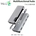 Wocsic Type-C7 ใน 1 สถานีเชื่อมต่ออัจฉริยะพบ 2 X USB3.0 + Sd + Tf + Hdmi + RJ45 + Pd type-C Converter