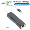 Wocsic UBS C Docking Station, โอนไปยังการ์ดเครือข่าย RJ45 100M USB3.0 * 3 Hub, เหมาะสำหรับ Macbook และฮับแล็ปท็อปอื่น ๆ
