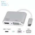 Usb Type C To Hdmi 4k Vga Adapter Rj45 Lan Ethernet Sd Tf Usb-C Type C Hub Usb 3.0 3.5mm Jack Audio Video Converter For Macbook