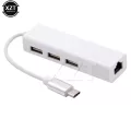 High Speed Usb Hub Type C To Ethernet Adapter 3 Ports Hub Rj45 10/100mbps Network Card Lan Adapter Usb-C For Macbook