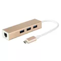 3ports Usb 3.0 Hub Type C To Ethernet Lan Rj45 Cable Adapter Network Card Gigabit/100mb High Speed Data Transfer For Macbook Pro