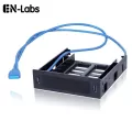 En-Labs 2 X Usb 3.0 Front Panel W/ 3.5" Device/hdd Or 2.5" Ssd/hdd To 5.25 Floppy To Optical Drive Bay Tray Bracket Converter