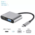 Usb Type C To Hdmi 4k Vga Adapter Rj45 Lan Ethernet Sd Tf Usb-C Type C Hub Usb 3.0 3.5mm Jack Audio Video Converter For Macbook