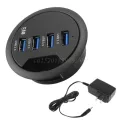 Eu Us Power Adapter Mounting In-Desk 4 Ports Usb 3.0 Hub Multi Splitter For Pc Desk Computer Lap Mouse Keyboard Cellphone