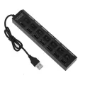 Usb Hub 2.0 Hub Multi Usb Splitter Light 7 Port Expander Multiple Usb 2.0 Hab With Power Adapter Usb2.0 Hub With Switch For Pc